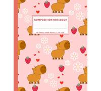 Super Cute Capybara Pastel Pink Wide Ruled Composition Notebook: Kawaii Strawberry, Daisy & Hearts Love Back to School Girly Stationery Aesthetic Journal for Girls, Kids, Teens, Students