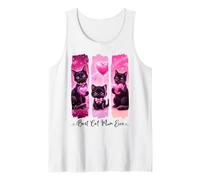 Super Cute Gatti Neri con Cuori Rosa Amore Migliore Gatto Mamma mai Canotta