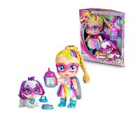 SUPER CUTE LITTLE BABIES - Rainbow Party Doll con Regi, bambola supereroe con capelli colorati e cane palla di neve bianco, abbigliamento reversibile e accessori per bottiglie, famoso (UPU06100),