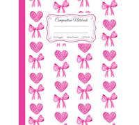 Super Cute Preppy Aesthetic Composition Notebook Pastel Pink & White Coquette Bows: Wide Ruled Journal |110 pages| for Girls, Kids, Teens for All ... Girly School Supply With Vintage Details.