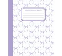 Super Cute Preppy Aesthetic Composition Notebook Pastel Purple & White with Bows: Wide Ruled Journal for Girls Teens and Students | Ideal for School Notes Daily Writing or Gift