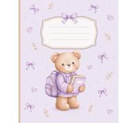 Super Cute Preppy Aesthetic Composition Notebook With Pastel Lilac & Teddy Bear Ready For School: Wide Ruled Journal for Girls, Kids, Teens; Y2K Cool Girly School Supply