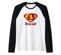 Super Dad Shield Tee Shirt, Happy Father's Day, Best Father Maglia con Maniche Raglan
