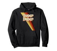 Super Duper Anni '70 Vintage Retro Distress Graphic Felpa con Cappuccio