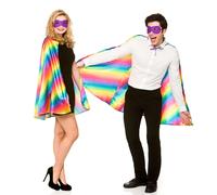 Super Eroe Mantella + Maschera Set Adulti Arcobaleno Multicolore Costume