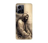 SUPER FABRIQUE Cover in silicone morbida trasparente compatibile con Xiaomi, stampata in Francia, Gesù Cristo, Preghiera (Redmi Note 12 4G)