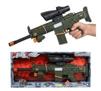 Super Fucile con Luci e Suoni, Mitra Militare, Mitraglia con Mirino e Grilletto senza Proiettili, Giocattolo Regalo da Combattimento, Sicuro per Bambini e Leggero, Confezione Regalo, 49x20 cm