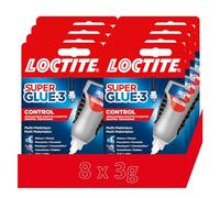 Super Glue 3 Control, colla istantanea superpotente con flusso controllato, colla universale per la maggior parte dei materiali, colla liquida in un flacone anti shock da 8 x 3 g
