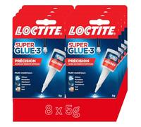 Super Glue 3 Precisione 5g - Colla istantanea per tutti i materiali - Forte colla per riparazioni precise - Colla flash trasparente ad asciugatura rapida (8 x 5 g)