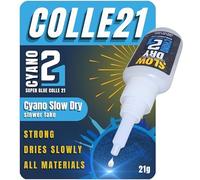Super Glue Ciano SLOW DRY AMMO by Colle 21, flacone di Colla Ciano da 21 gr. Superglue Cianoacrilato Anaerobico per un incollaggio più lento, Colla per modellismo, Super Colla per bricolage.