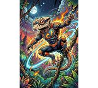 Super Hero Dalmatian Crested Gecko Journal (Comic Cover): Part of the Lizard Collection - For Kids, Teens & Adults - Unlined Pages