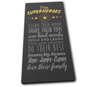Super Hero House Rules Typography SINGLE TELA parete arte foto stampa