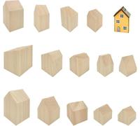Super Idee Set di 14 casette decorative da appoggiare e dipingere, fai da te, decorazione per la casa, in legno, casa in legno, decorazione natalizia, dolce regalo