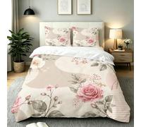Super King Duvet Cover Set Light Pink Floral, AQ996