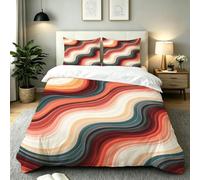 Super King Duvet Cover Set Orange White Wave, AQ1260