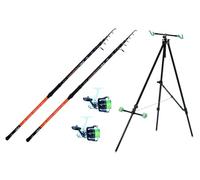 Super Kit Combo 2 Canne Surf Casting 4.20m 200g + Mulinelli + Filo + Tripode Pesca Spiaggia Mare Scogliera Surfcasting