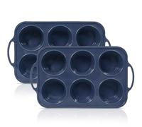 SUPER KITCHEN 2 Pezzi Grande Stampo Muffin Silicone con Struttura Metallica