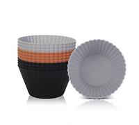 SUPER KITCHEN 9,2cm Stampo Grande Antiaderente Pirottini Muffin Silicone | 12 Stampi Muffins, Riutilizzata Stampi in Silicone per Dolci, Coppette Cupcake, Friggitrice ad Aria Teglia, Teglia Cupcake