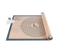 SUPER KITCHEN Extra Grande Tappetino da Forno in Silicone Antiaderente 71x51cm con Raschietto, Stuoia Pasticceria Antiscivolo, Tampone per Impastare, Riutilizzabile Stuoia di Fondente Torta (Grigio)