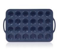 SUPER KITCHEN Mini Stampo Muffin Silicone con Struttura Metallica, Teglia per Muffin da 24 Tazze con Maniglie, Antiaderente Stampo Cupcake Silicone, Piccoli Stampi per Muffins da Forno, Grigio