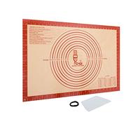 SUPER KITCHEN Tappetino da Forno in Silicone Antiaderente con Raschietto 60×40cm, Tappetino da Pasticceria Antiscivolo, Tampone per Impastare, Stuoia per Impasti, Pizza, Pasta, Pasticcino (Rosso)