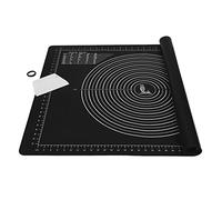 SUPER KITCHEN Tappetino da Pasticceria Antiscivolo con Raschietto, Tappetino da Forno in Silicone Antiaderente Riutilizzabile, Tampone per Impastare, Stuoia per Fondente, Pizza (Nero, 80x60 cm)