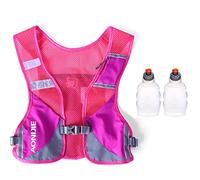 Super Leggero Zaino Trail Running Uomo Donna Gilet Bambino Idratazione Zainetto (Rose - con 2 Flaconi da 250 ml)