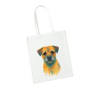 Super Lemon Border Terrier Watercolour Art Tote Bag, poliestere bianco, 42 x 38 cm
