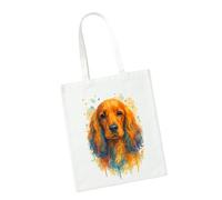 Super Lemon Cocker Spaniel Borsa Tote Art Acquerello, Tela Bianca, 42 x 38 cm