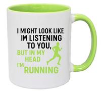Super Lemon Funny Runner - Tazza da caffè, in My Head I'm Running, colore: bianco e verde lime
