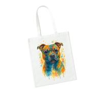 Super Lemon Staffordshire Bull Terrier - Borsa tote ad acquerello, bianco, 38 x 42 cm