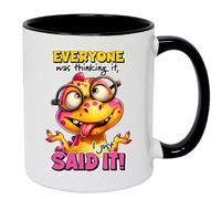 Super Lemon Tazza da caffè divertente con dinosauro sarcastico con scritta "Everyone was Thinking It I Just Said It", manico e interno neri