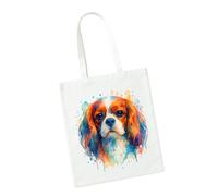 Super Lemon Watercolour Cavalier King Charles Spaniel Art Tote Bag, Bianco, 42x38 cm