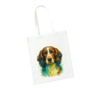 Super Lemon Watercolour Spaniel Design Tote Bag, 42 cm x 38 cm, Tela Poliestere Bianca, Doppi Spallacci