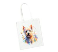 Super Lemon Watercolour Westie Terrier Dog Art Print - Borsa tote in poliestere, colore bianco, 42 x 38 cm