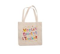 Super Lemon Worlds Greatest Teacher Tote - Borsa per la spesa riutilizzabile, idea regalo, ecologica, elegante, con manico lungo, ideale come regalo o per chi abbandona la scuola, Naturale, Taglia