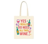 Super Lemon Yes I Really Do Need All This Wine, borsa tote in poliestere con manico lungo per amanti del vino, stampa divertente con citazione divertente