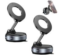 Super Magnetic N52 Magnetic Phone Holder, Swivel Locking Ultra Vacuum Suction Cup Phone Mount, Ultra Strong N52 Magnetic Phone Holder, 360 Foldable Rotating, for Most Phone (Black,2pcs)