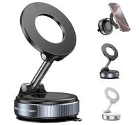 Super Magnetic N52 Magnetic Phone Holder, Swivel Locking Ultra Vacuum Suction Cup Phone Mount, Ultra Strong N52 Magnetic Phone Holder, 360 Foldable Rotating, for Most Phone (Black,1pc)