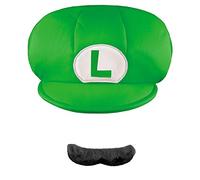 Super Mario 13372 - Cappello e Baffi Luigi per Bambini, Verde, Taglia Unica