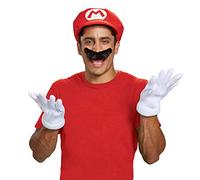 Super Mario- Hat & Moustache Nintendo Mario Accessorio per Costumi, Cartoni Animati, Rosso, Taglia Unica, 13380