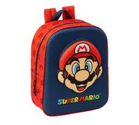 SUPER MARIO 3D - Zaino da asilo 3D, adattabile al carrello, facile da pulire, ideale per bambini di diverse età, comodo e versatile, qualità e resistenza, 22 x 10 x 27 cm, blu marino/rosso, M, Casual
