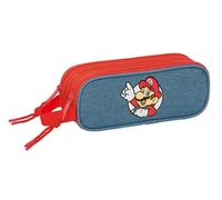 safta SUPER MARIO - Astuccio doppio per bambini, ideale per scuola e ragazzi, comodo e versatile, qualità e resistenza, 21 x 6 x 8 cm