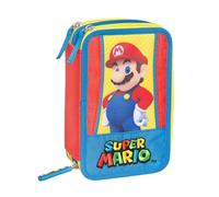 Astuccio corredo 3 zip super mario 2024/2025 blu/rosso