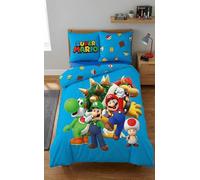 Set di biancheria da letto Super Mario 135 x 200 cm + 80 x 80 cm - Mario, Luigi, Toad, Peach, Wario & Yoshi - Copripiumino e federa - formato tedesco