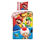 Super Mario Banda Set Copripiumino Singolo Ue Misura 100% Cotone Gioco 2-in-1