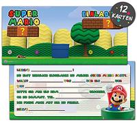 Super Mario - Biglietti d'invito per il compleanno dei bambini, 12 inviti di compleanno, per ragazzi e ragazze