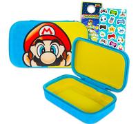 Super Mario Bros - Borsa da viaggio per bambini, con borsa multiuso Mario per cosmetici, gioielli, adesivi e ganci da porta, Multicolore, Mario Carrying Case Switch, Mario Toiletry Bag, Mario Cosmetic