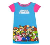 Super Mario Bros. Camicia da Notte da Gioco per Ragazze Luigi Yoshi e Principessa Peach Rosa e Blu 4-5 Anni