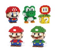 Super Mario Bros Figura Micro Building Blocks Bowser Luigi Yoshi Assemblaggio fai da te Puzzle Mini mattoni Giocattoli per il regalo di Natale